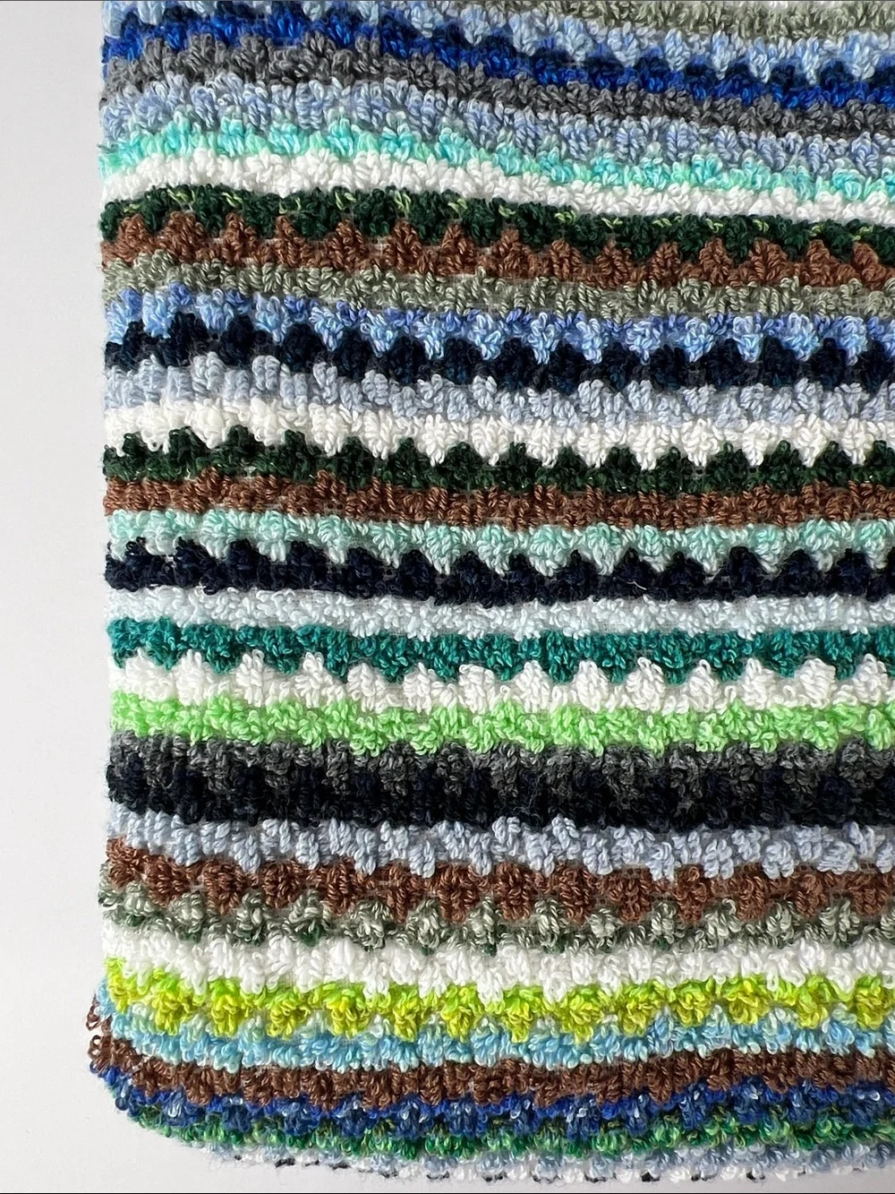 Deborah Connolly Bath Towels Boho Striped Bright Teal Green Blue Soft 2 Pc NEW